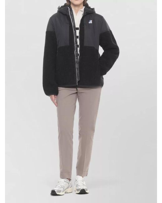 K-Way Black Short Hooded Zip Jacket Two Tone