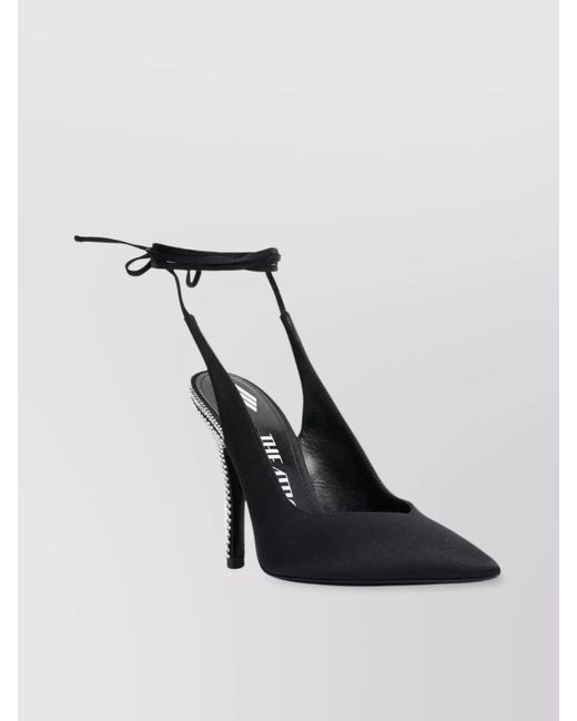 The Attico Black Crystal-Embellished Satin Slingback Pumps