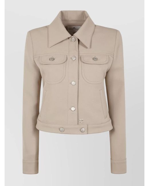 Courreges Natural Signature Twill Trucker Jacket