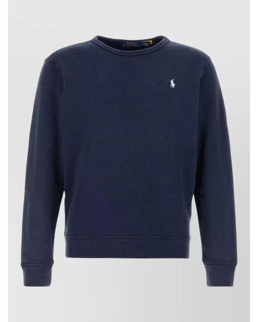 Polo Ralph Lauren Blue Cotton Blend Sweatshirt Crew Neck Design for men