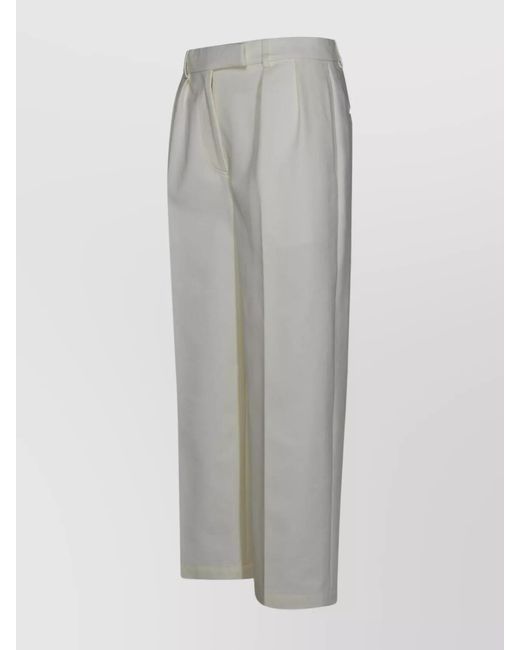 Thom Browne Gray Cotton Twill Relaxed-Fit Pleated Wide-Leg Trousers