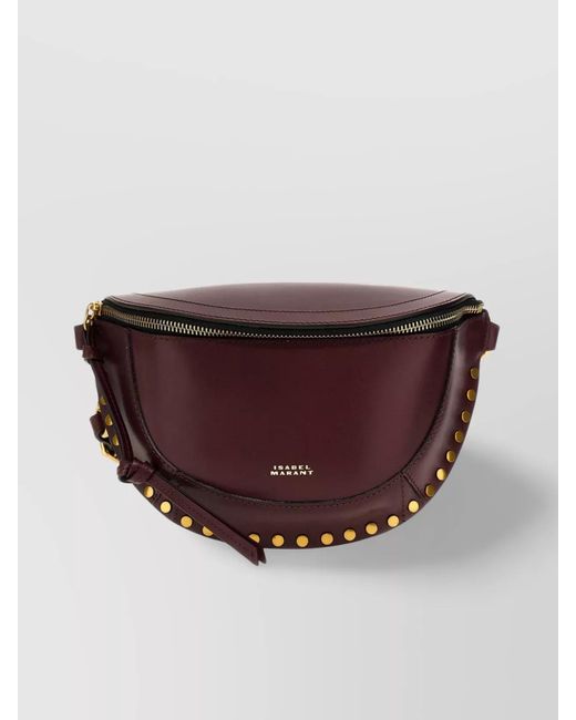 Isabel Marant Brown Studded Cross-Body Bag Adjustable Strap