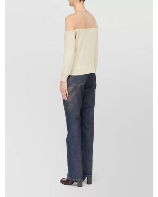 MM6 by Maison Margiela Natural Off Shoulder Cardigan