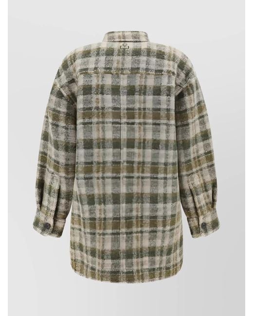 Isabel Marant Gray Checked Wool Blend Shirt Jacket