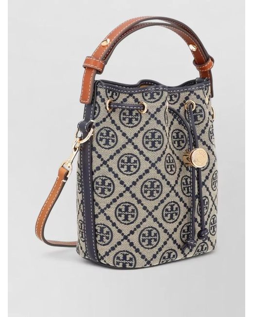 Tory Burch Gray Bucket Bag Top Handle Adjustable Strap