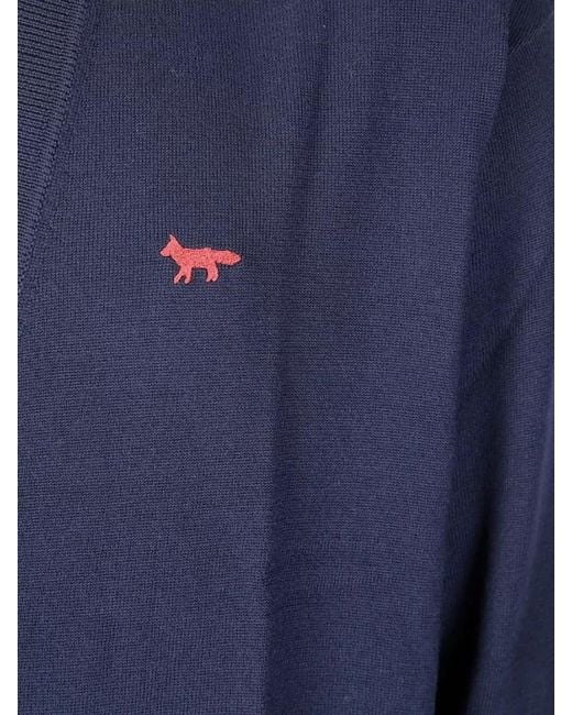Maison Kitsuné Blue Silk Cardigan for men