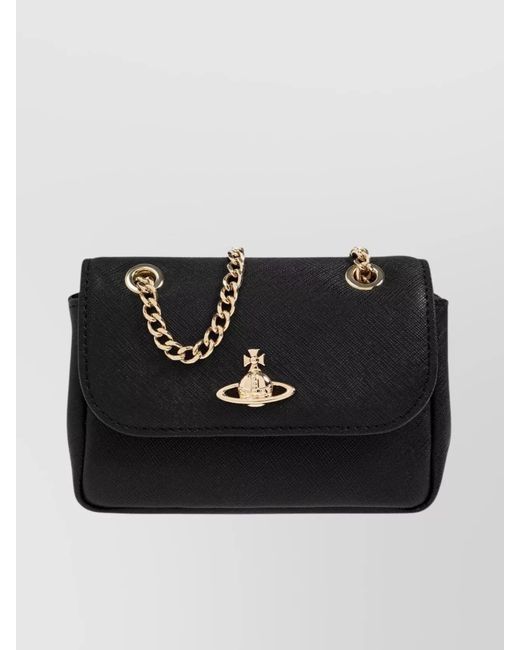 Vivienne Westwood Black Leather Small Chain Shoulder Bag