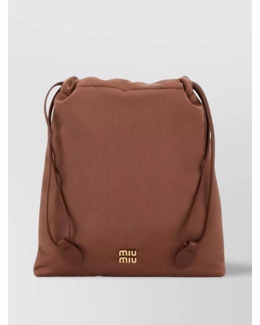 Miu Miu Brown Satin Pouch Soft Structure
