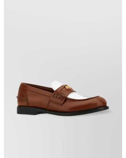 Miu Miu Brown Calf Leather Two-Tone Loafers