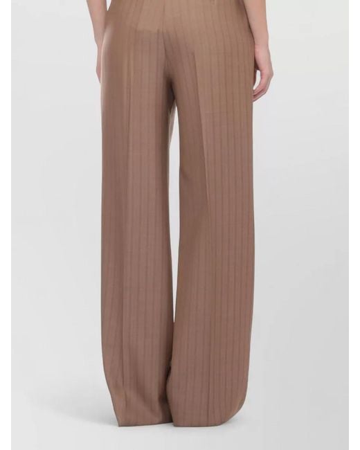 Etro Brown Wool Pinstripe Palazzo Pants High Waist