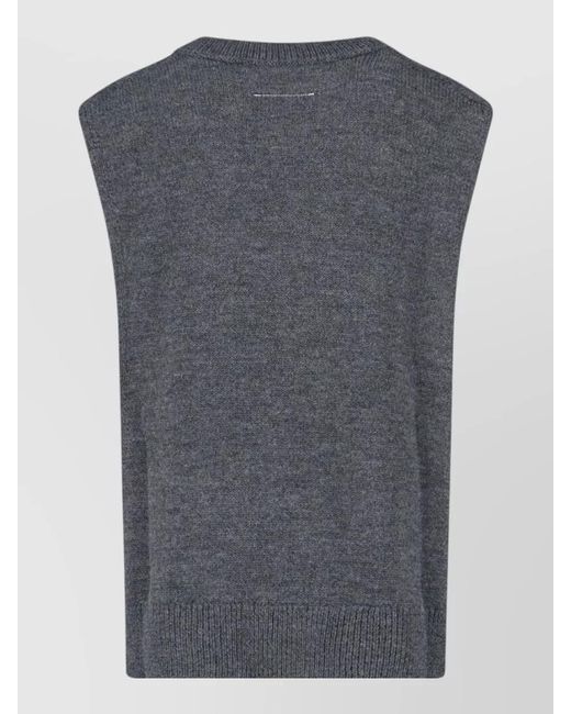 MM6 by Maison Margiela Blue Crewneck Knitted Top