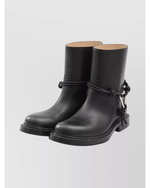 Bottega Veneta Black Calfskin Leather Ankle Boots