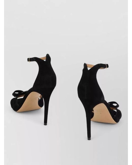 Ferragamo Black Sandal Vara Bow High Heel Leather