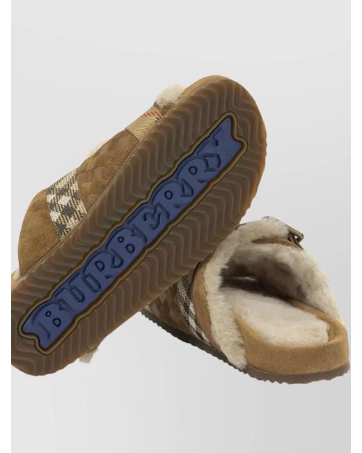 Burberry Multicolor Urchin Flat Sandals Plaid Casual Style