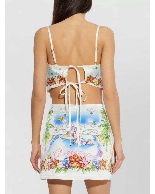 Casablanca White Silk Satin Scarf Style Mini Dress Top