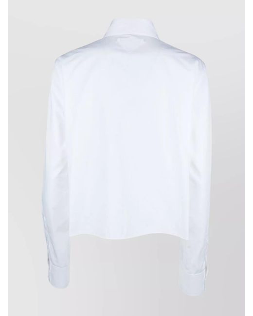 Prada White Crystal Embellished Cotton Poplin Shirt