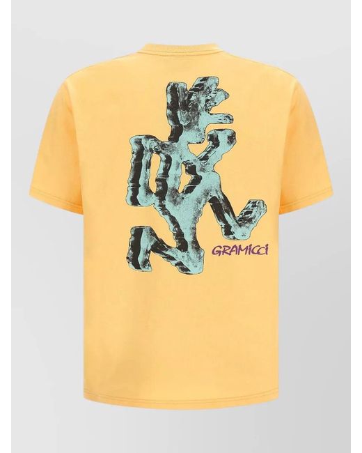 Gramicci Yellow Ice Sculpture Graphic Short Sleeve T Shirt for men