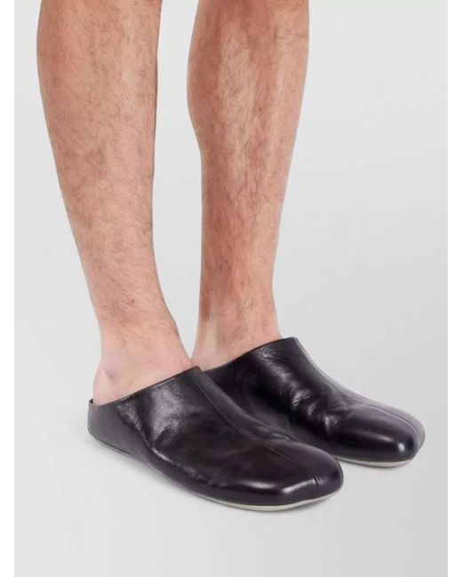 MM6 by Maison Margiela Gray Backless Calfskin Square Toe Flat Loafers for men