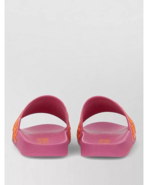 Versace Jeans Couture Pink Logo Slide Sandal Flat Sole Open Toe
