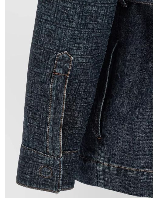 Fendi Blue Denim Belted Quilted Single-Breasted Coat