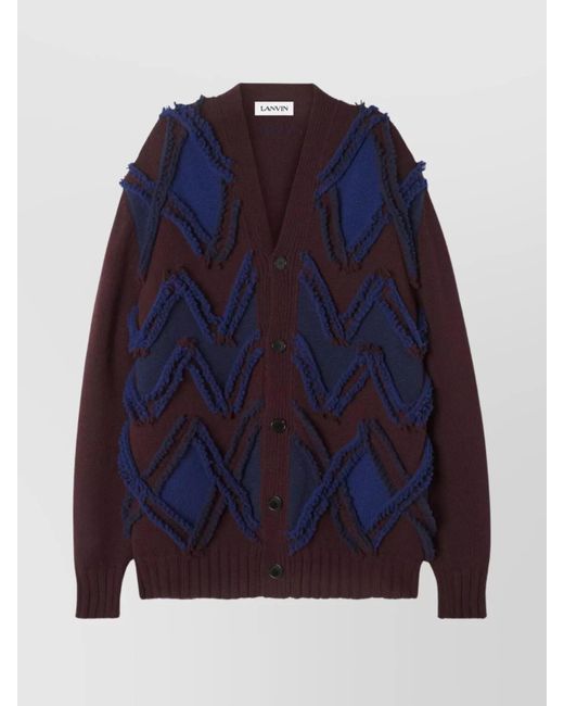 Lanvin Blue Oversized Cardigan Zigzag Design for men