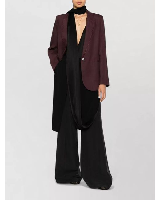 Via Masini 80 Black Linen Blend High Waist Wide Leg Trousers