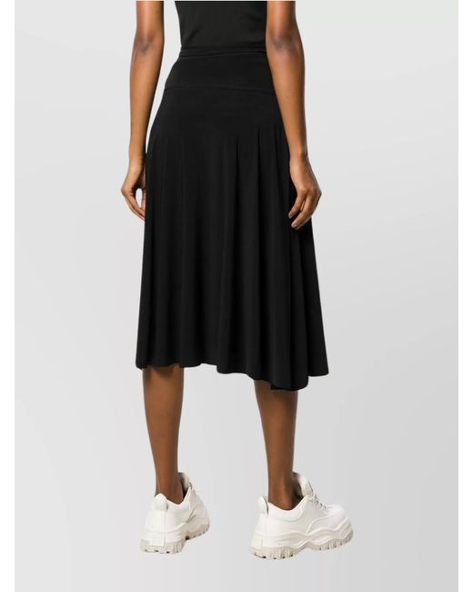 Norma Kamali Black High-Rise Flared Midi Skirt