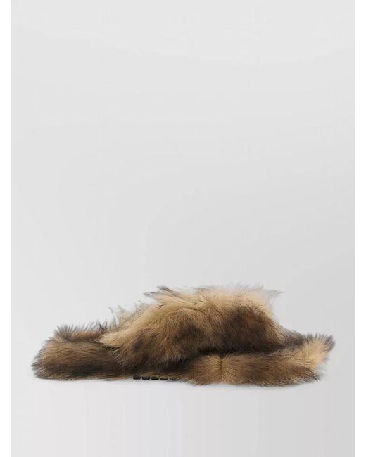 Dolce & Gabbana Multicolor Sheepskin Flat Sandals Open Toe Faux Fur