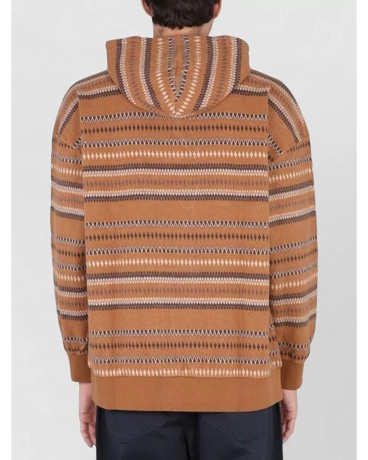 Universal Works Blue Hooded Knit Sweater Patterned Design for men