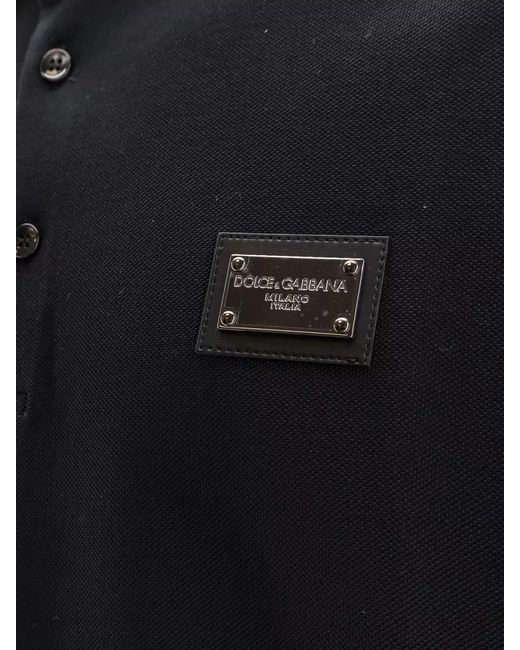 Dolce & Gabbana Black Cotton Polo Shirt Short Sleeves Collar for men