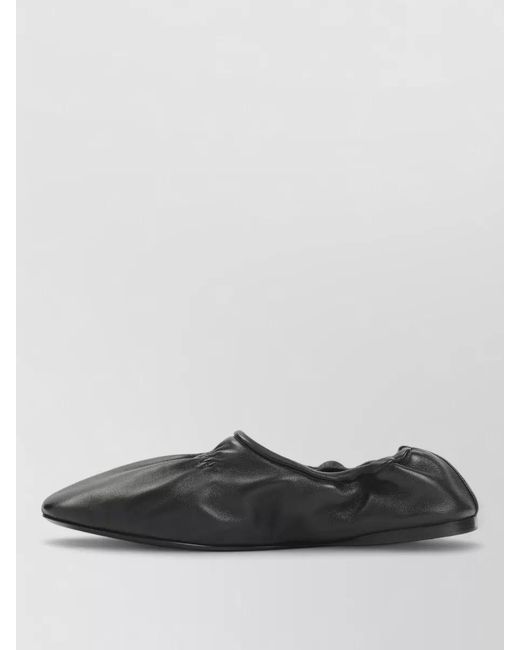 Alaïa Gray Lambskin Round Toe Leather Slippers