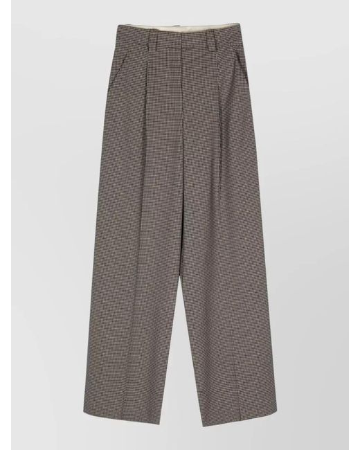 Alysi Gray Wool Cotton Blend Wide Leg Trousers