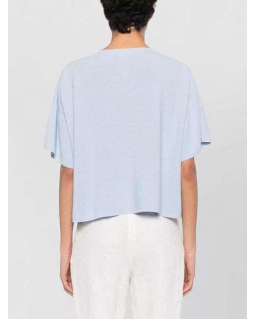 Fabiana Filippi White Round Neck Knit Top Short Sleeves
