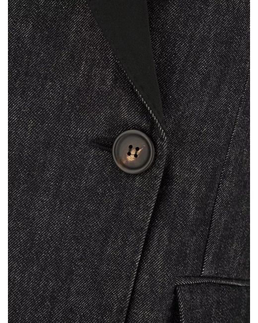 Brunello Cucinelli Black Denim Blazer With Back Vent And Flap Pockets