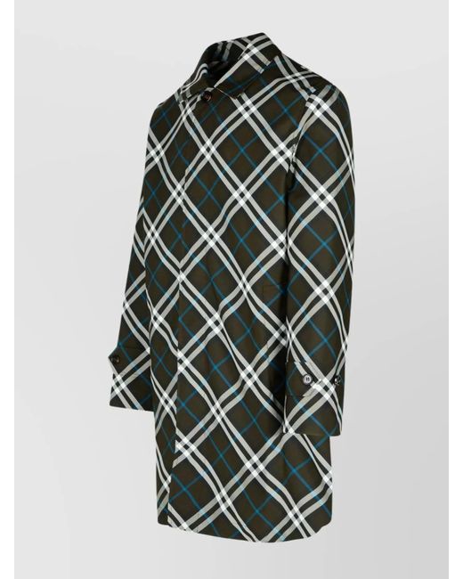 Burberry Gray Check Midi Trench Coat for men