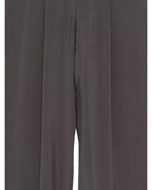 Alysi Gray Wide Leg Trousers Elasticated Waistband Pocket