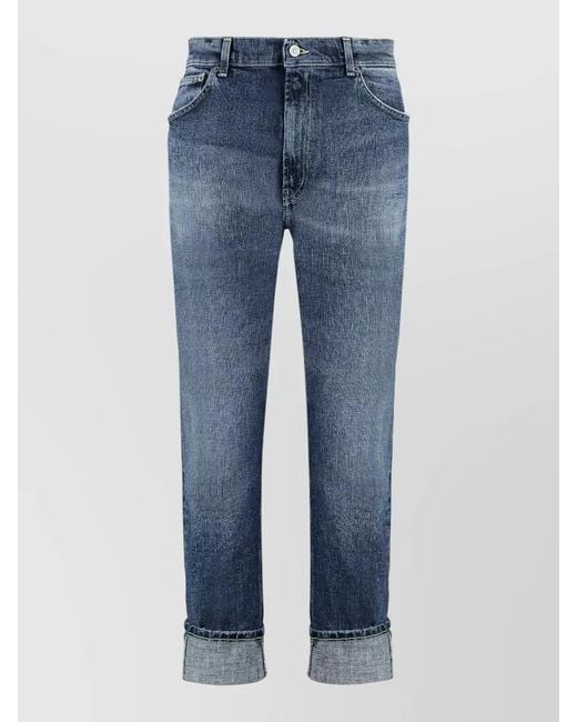 Dondup Blue Paco Slim Fit Cuffed Hem Jeans for men