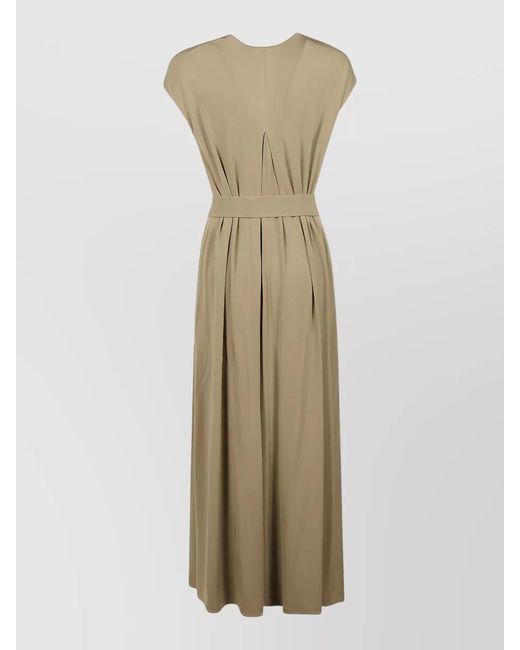 Max Mara Natural Wide Leg Jumpsuit Cap Sleeves Waist Tie