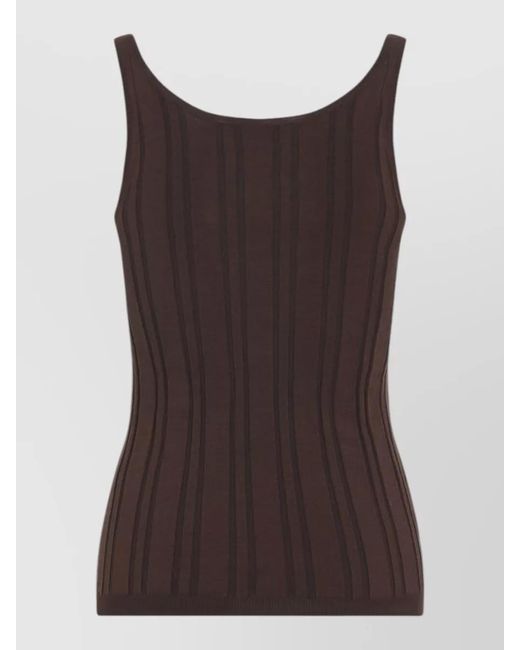 Prada Brown Ribbed Knit Tank Top