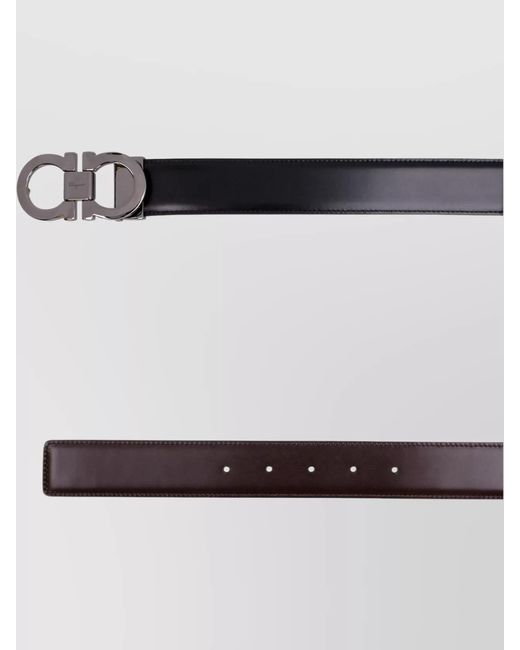 Ferragamo White Reversible Leather Belt for men
