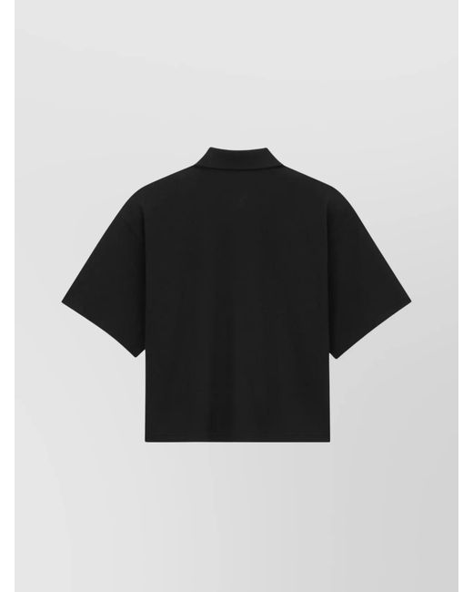 Saint Laurent Black Piqué Oversized Polo Top