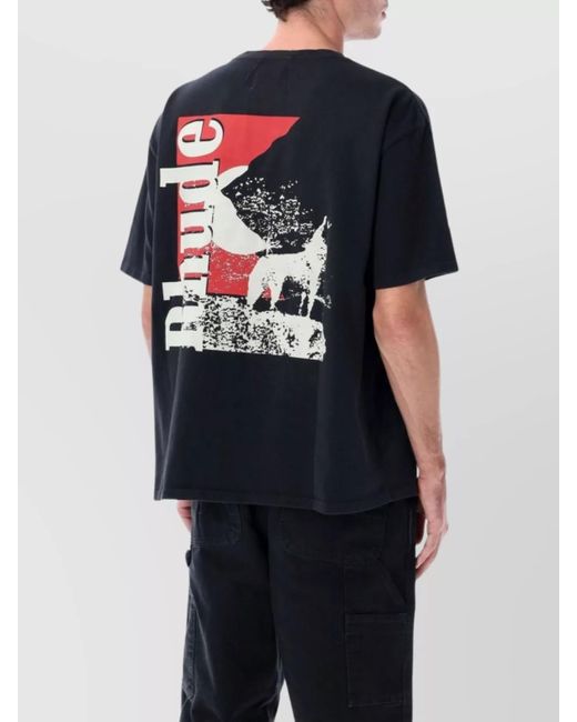Rhude Blue Cotton Graphic Short-Sleeve T-Shirt for men