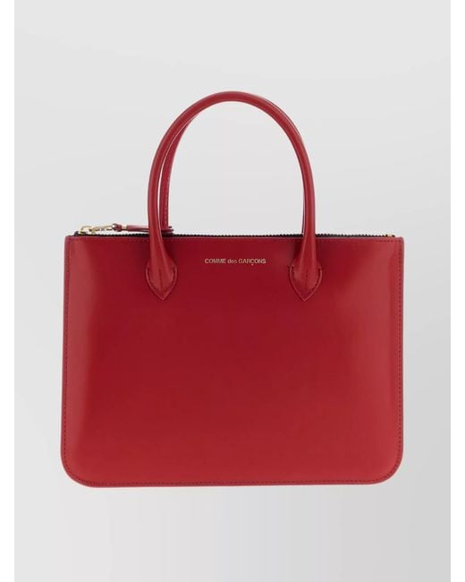 Comme des Garçons Red Leather Zip Clutch Bag