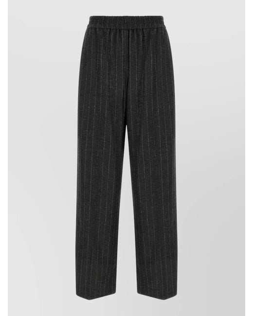 Brunello Cucinelli Black Micro Sequin Pinstripe Wide Leg Pants