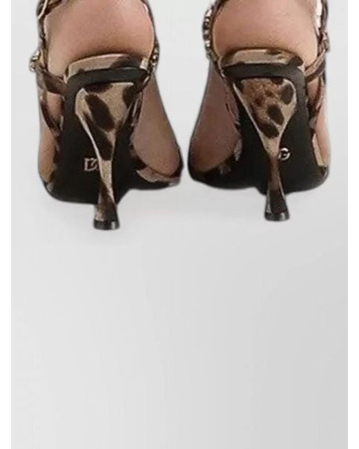 Dolce & Gabbana Brown Charmeuse Dress Leopard Print Draped Neckline