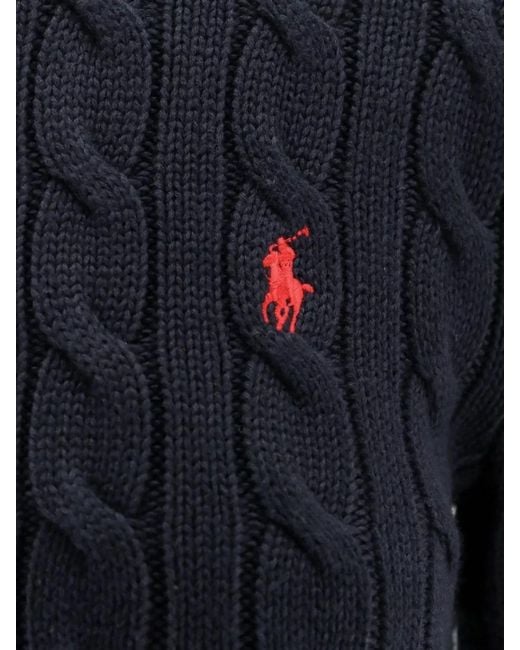 Polo Ralph Lauren Blue Cable-Knit Cotton Crew-Neck Cardigan