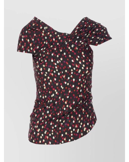 Isabel Marant Black Printed Stretch Silk Top