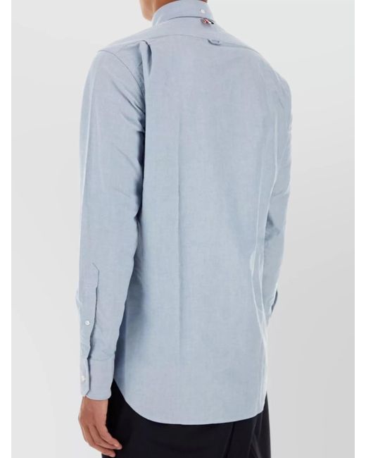 Thom Browne Blue Cotton Button-Down Shirt for men