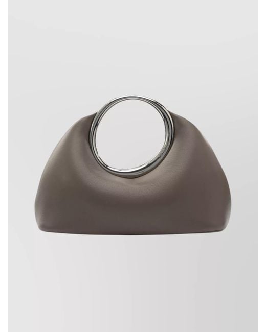 Jacquemus Gray Structured Clutch Bag Featuring Metallic Handle