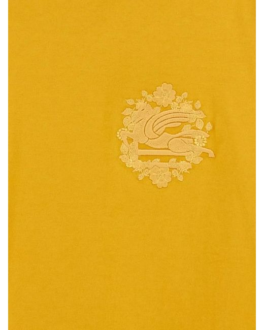 Etro Yellow Cotton Logo T-Shirt